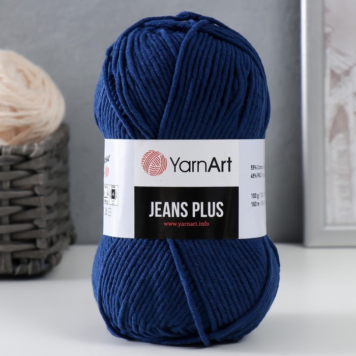 Пряжа  Пряжа "Jeans plus" 55% хлопок, 45% акрил 160м/100гр (54 синий)