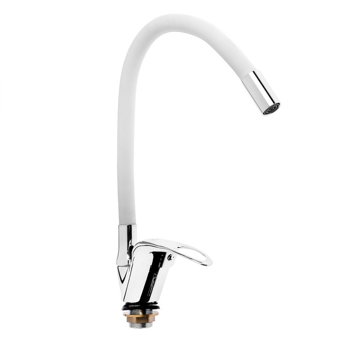 Смеситель для кухни ZEIN Z2110, однорычажный, гибкий излив, картридж 40 мм, белый/хром Смеситель для кухни ZEIN Z2110, однорычажный, гибкий излив, картридж 40 мм, белый/хром