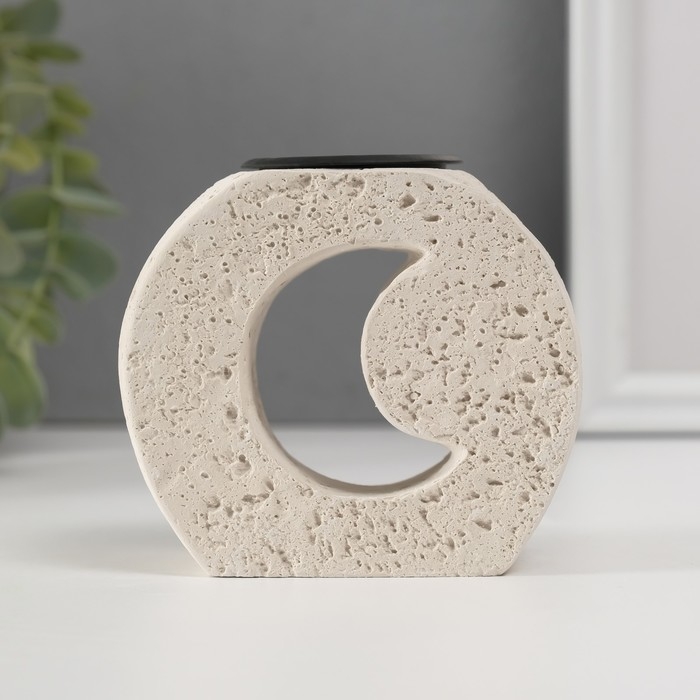 Подсвечник гипс, металл на 1 свечу Подсвечник гипс, металл на 1 свечу "Месяц в камне" d=3,8 см 5х9,6х8,5 см