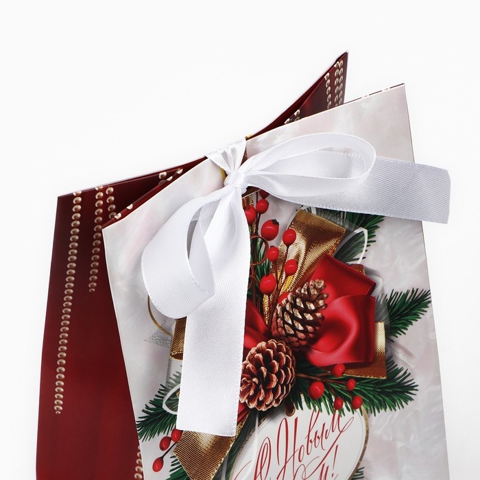 Пакет подарочный новогодний с лентой «Новый год», 13 х 19 х 9 см , Новый год Пакет подарочный новогодний с лентой «Новый год», 13 х 19 х 9 см , Новый год