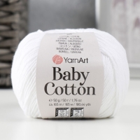 Пряжа "Baby cotton" 50% акрил 50% хлопок 165м/50гр (400 ультрабелый)