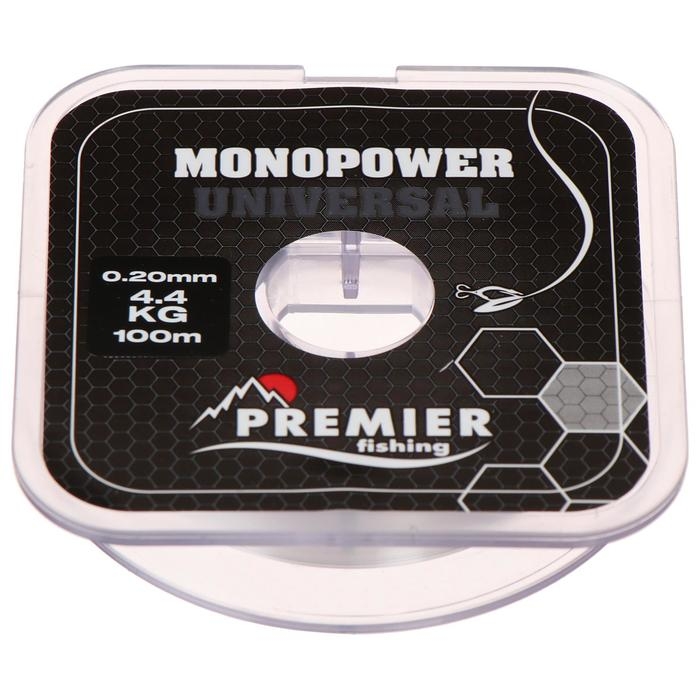 Леска Preмier fishing MONOPOWER Universal, диаметр 0.2 мм, тест 4.4 кг, 100 м, прозрачная Леска Preмier fishing MONOPOWER Universal, диаметр 0.2 мм, тест 4.4 кг, 100 м, прозрачная