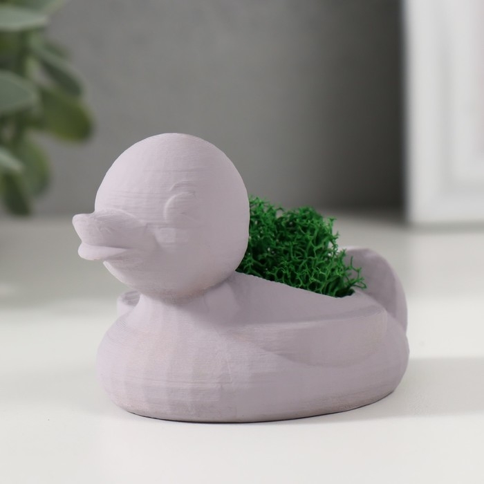 Кашпо бетонное Кашпо бетонное "Утка" 6х8х5,5 см серая со мхом (мох зеленый стабилизированный)