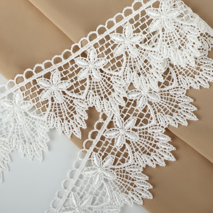 Кружево гипюровое, 49 мм × 11 ± 1 м, цвет айвори Кружево гипюровое, 49 мм × 11 ± 1 м, цвет айвори