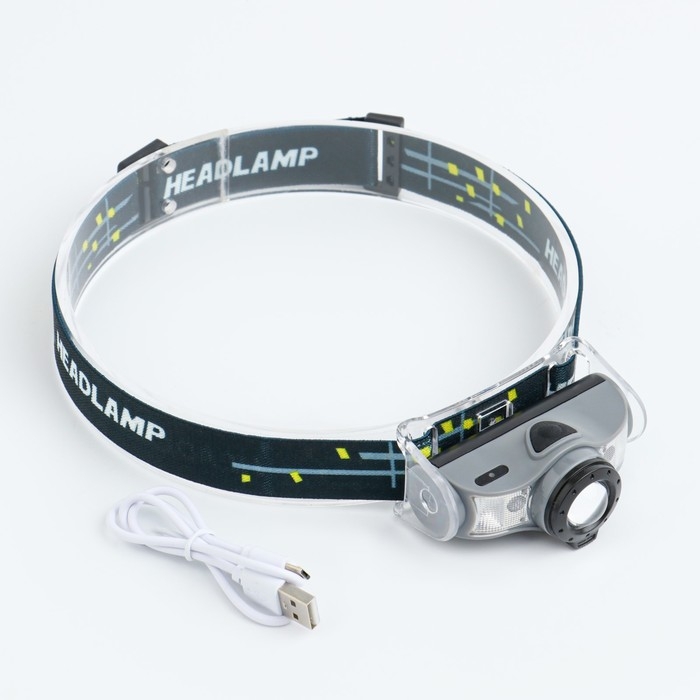 Фонарь налобный аккумуляторный 7 Вт, 1200 мАч, 210 лм, 5 ч работы, zoom, индикатор заряда Фонарь налобный аккумуляторный 7 Вт, 1200 мАч, 210 лм, 5 ч работы, zoom, индикатор заряда