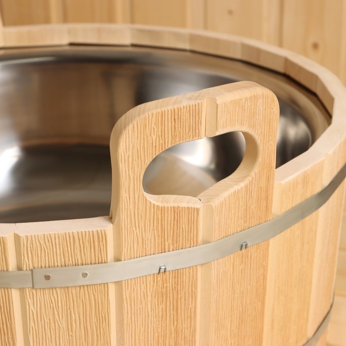 Шайка из липы, 17 л, двуручная, нержавеющая вставка Шайка из липы, 17 л, двуручная, нержавеющая вставка