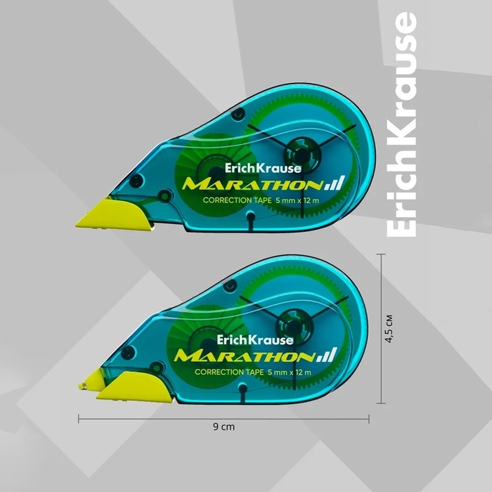 Корректирующая лента 5 мм х 12 м, ErichKrause Marathon, корпус морская волна, блистер