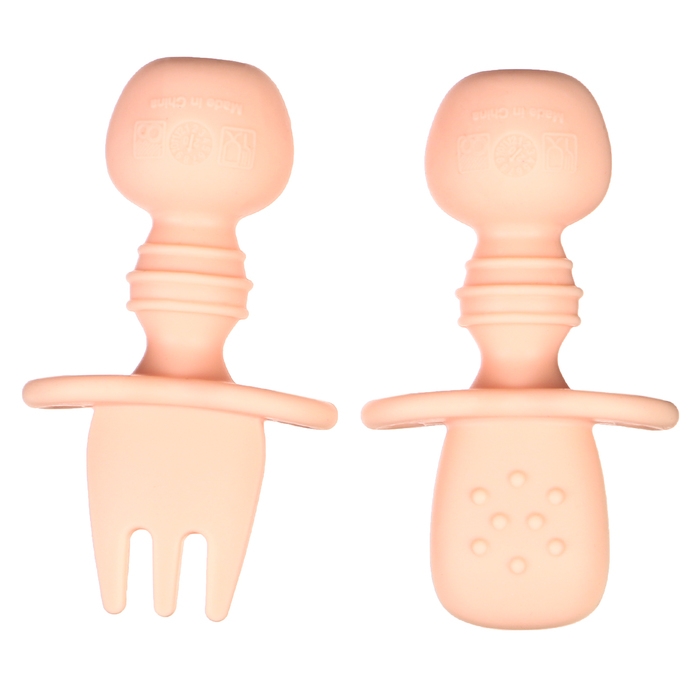 Набор детских столовых приборов, вилка, ложка, цвет нежно - розовый Набор детских столовых приборов, вилка, ложка, цвет нежно - розовый