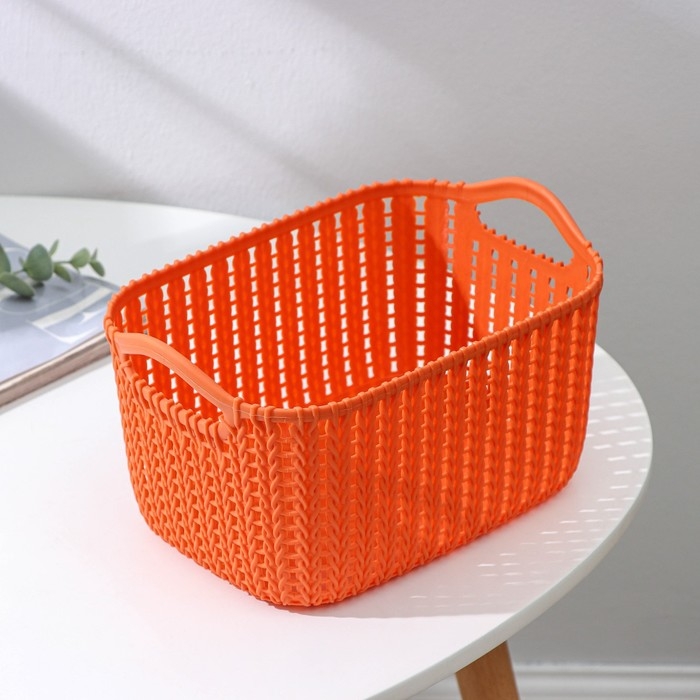 Корзина для хранения с ручками «Плетение», пластик, 24×16×13 см, цвет МИКС Корзина для хранения с ручками «Плетение», пластик, 24×16×13 см, цвет МИКС