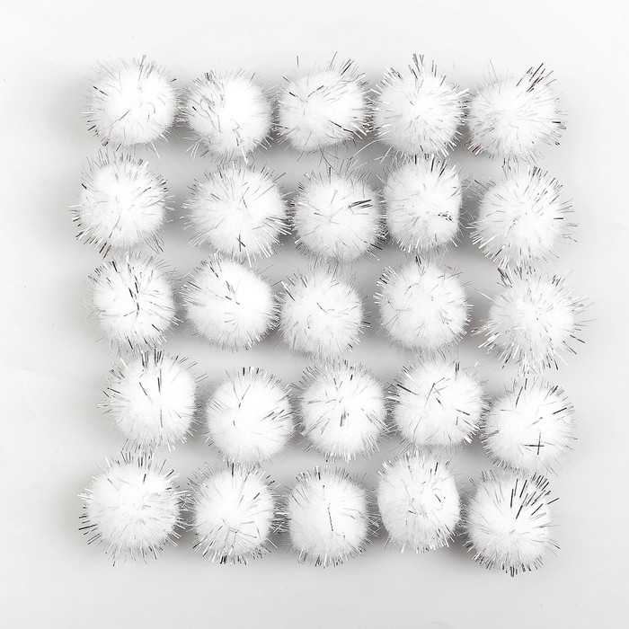 Текстильные детали для декора «Бомбошки», набор 25 шт., размер 1 шт. — 2 см, цвет серебро Текстильные детали для декора «Бомбошки», набор 25 шт., размер 1 шт. — 2 см, цвет серебро