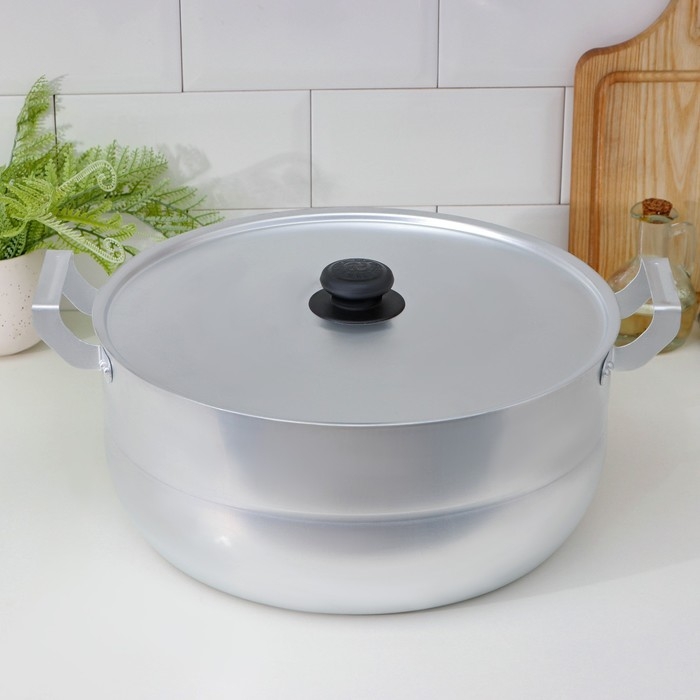 Кастрюля алюминиевая, 13 л, металлическая крышка Кастрюля алюминиевая, 13 л, металлическая крышка