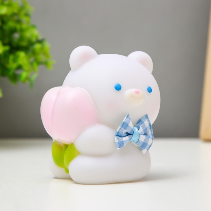 Ночник Ночник "Мишка" LED от батареек бело-розовый 8,3х9 см RISALUX