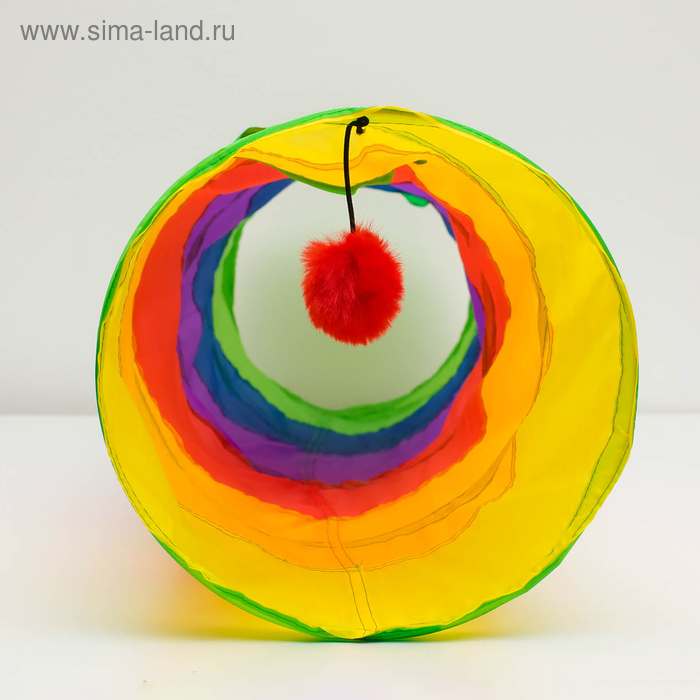 Туннель для кошек с игрушкой, 120 х 25 см, разноцветный Туннель для кошек с игрушкой, 120 х 25 см, разноцветный