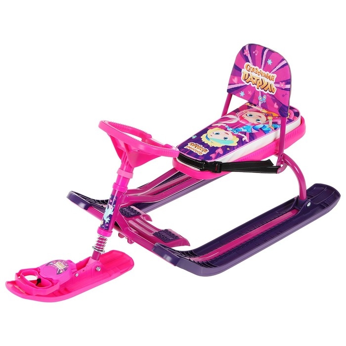 Снегокат «Сказочный патруль», ССП2, со спинкой и ремнём безопасности, фиолетовый/розовый Снегокат «Сказочный патруль», ССП2, со спинкой и ремнём безопасности, фиолетовый/розовый