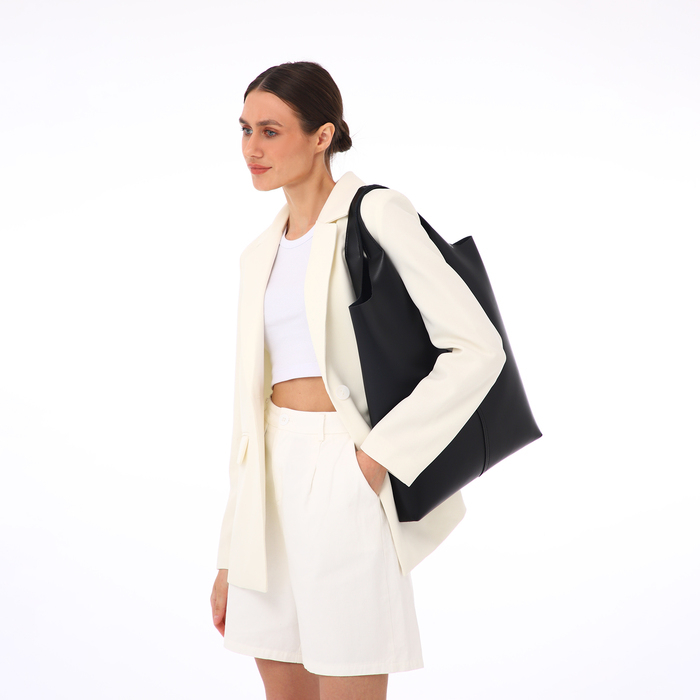 Сумка-шопер женская, TEXTURA, большой размер, цвет чёрный