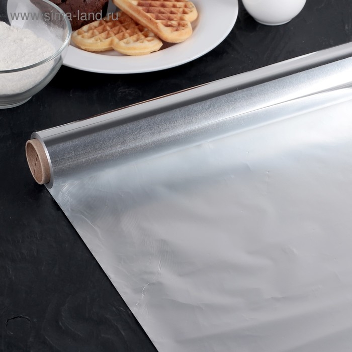 Фольга пищевая алюминиевая «Особо прочная», 29 см × 50 м, 14 мкм Фольга пищевая алюминиевая «Особо прочная», 29 см × 50 м, 14 мкм
