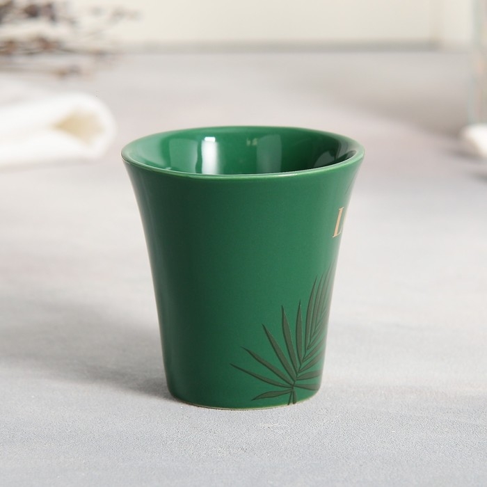 Чайная пара керамическая Love me, кружка 100 мл, блюдце 15х14 см, цвет бело-зелёный Чайная пара керамическая Love me, кружка 100 мл, блюдце 15х14 см, цвет бело-зелёный