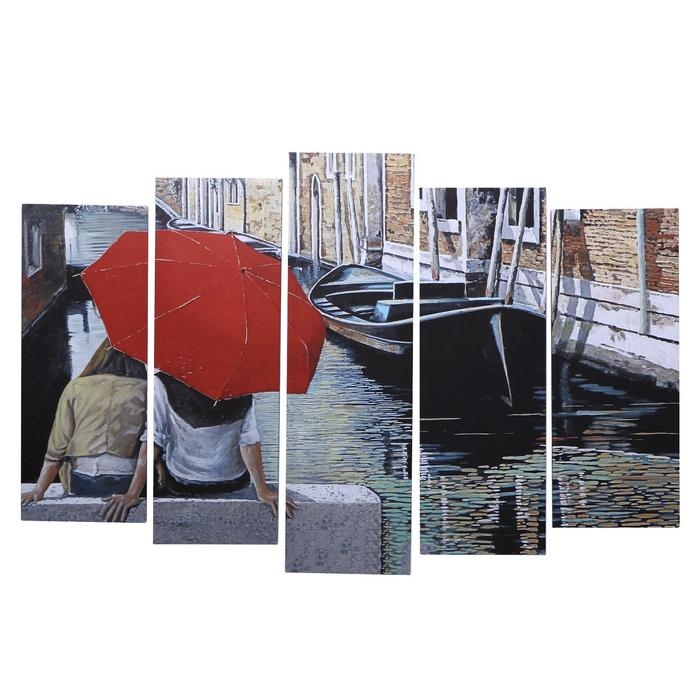 Картина модульная на подрамнике  Картина модульная на подрамнике "Свидание под дождём" 80х130 см(1-79*23, 2-69*23, 2-60*)