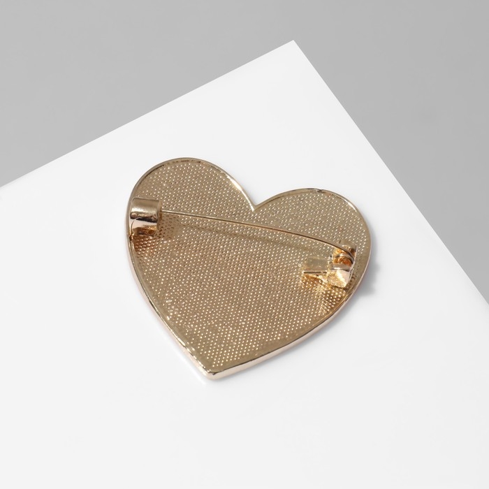 Брошь Брошь "Сердце" в клетку, цвет чёрно-белый в золоте