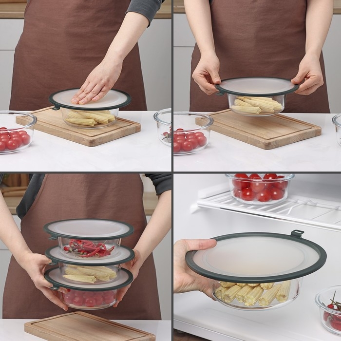 Вакуумная крышка для посуды Доляна, d=22,5 см, цвет зелёный Вакуумная крышка для посуды Доляна, d=22,5 см, цвет зелёный