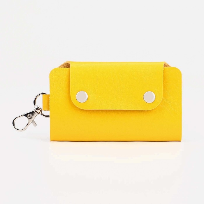 Ключница на кнопках, длина 11 см, 7 карабинов, цвет жёлтый Ключница на кнопках, длина 11 см, 7 карабинов, цвет жёлтый