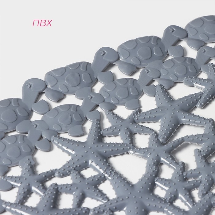 Коврик противоскользящий в ванну на присосках Доляна «Прибрежье», 38×66 см, цвет серый Коврик противоскользящий в ванну на присосках Доляна «Прибрежье», 38×66 см, цвет серый