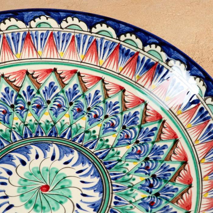 Ляган Риштанская Керамика  Ляган Риштанская Керамика "Узоры", 33 см, синий микс, глубокий