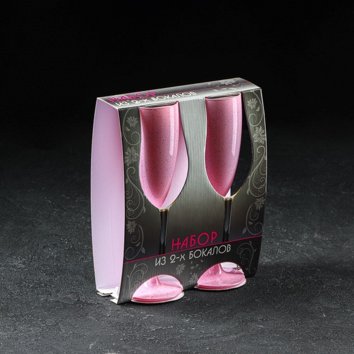 Набор бокалов для шампанского «Рассбери рок», 170 мл, 2 шт, цвет розовый Набор бокалов для шампанского «Рассбери рок», 170 мл, 2 шт, цвет розовый