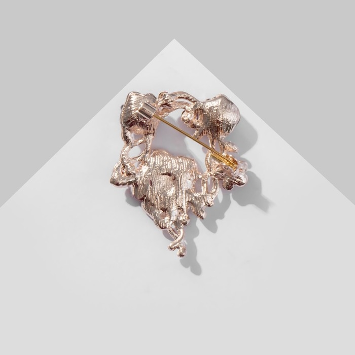 Брошь «Цветочный квартет», цвет коричневый в розовом золоте Брошь «Цветочный квартет», цвет коричневый в розовом золоте