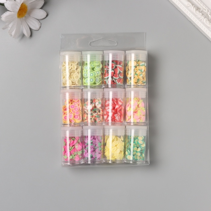 Декор для творчества в банке Декор для творчества в банке "Фруктики и камешки" набор 12 шт 13,4х8,8х3 см