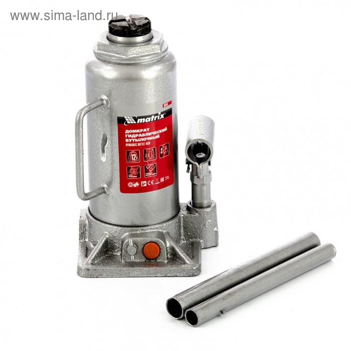 Домкрат гидравлический MATRIX 50768, бутылочный, 12 т, высота подъема 230-465 мм Домкрат гидравлический MATRIX 50768, бутылочный, 12 т, высота подъема 230-465 мм