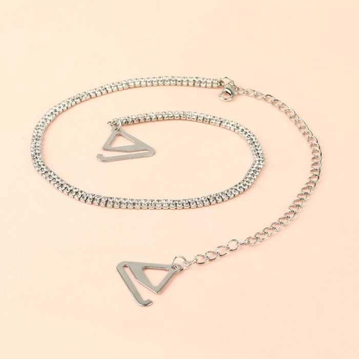 Бретели декоративные со стразами, фурнитура металл, 4 мм, 45 см, пара, цвет серебряный Бретели декоративные со стразами, фурнитура металл, 4 мм, 45 см, пара, цвет серебряный