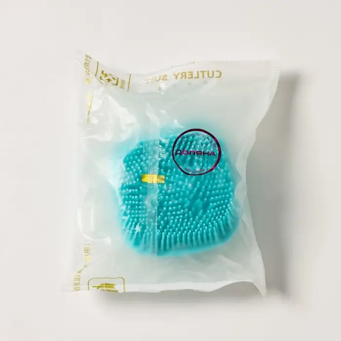 Щётка - мочалка массажная силиконовая с ёмкостью для мыла Доляна, бирюзовая