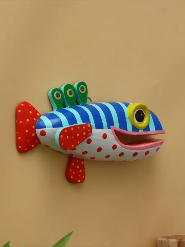 Панно «Рыба-хищник», 26×15×6 см, дерево, разноцветное