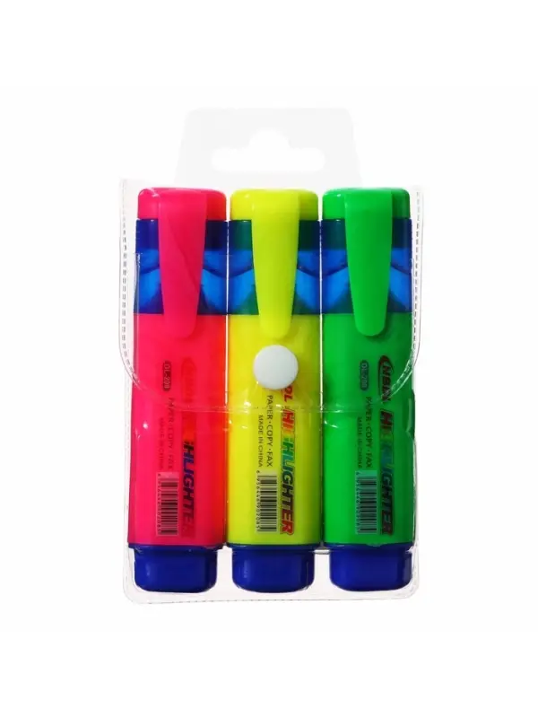 Набор маркеров текстовыделителей, 3 цвета, наконечник скошенный 5.0 мм, на блистере