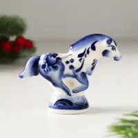 Сувенир Конь Старт, 6х8х8 см, гжель