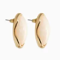 Серьги "Стиль" овал вытянутый, цвет белый в золоте