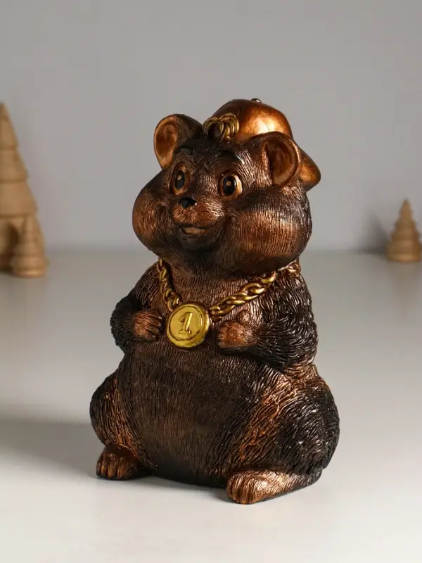 Копилка Копилка "Хомяк в кепке" 20 см, бронзовый