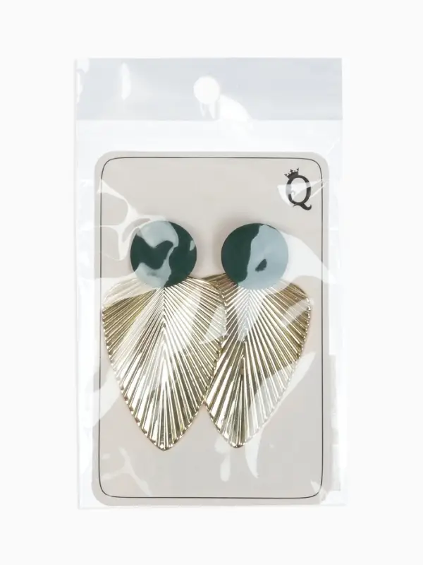 Серьги металл &laquo;Геометрия. Линии&raquo;, цвет золотой, зелёный