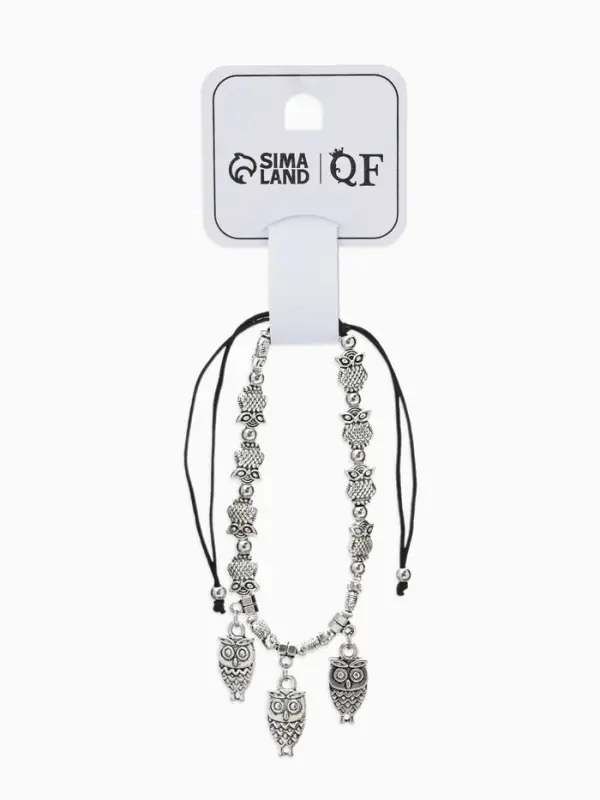 Браслет металл &laquo;Марджери. Совы&raquo;, d=6 см, затягивающийся, цвет серебро