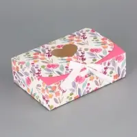 Подарочная коробка сборная с окном «Розовые цветы», 16.5×11, 5×5 см Подарочная коробка сборная с окном «Розовые цветы», 16.5×11, 5×5 см