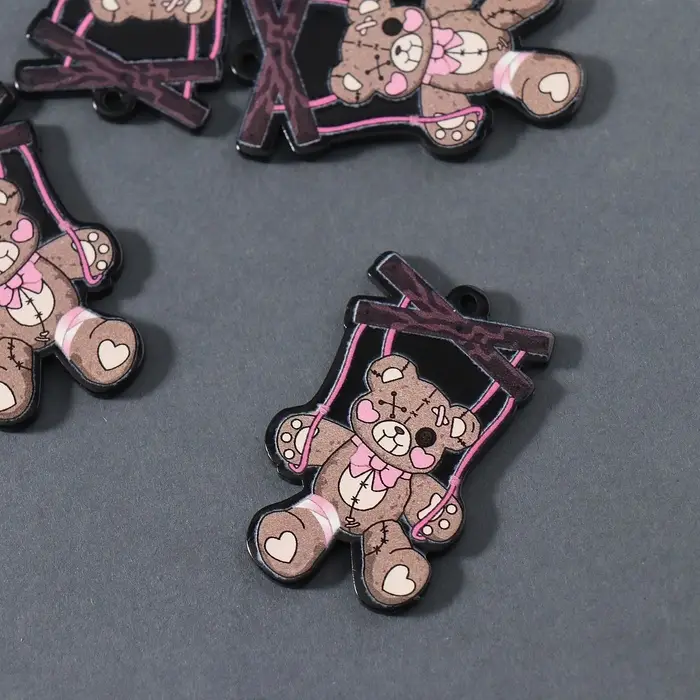 Декор для творчества акрил двусторонний Декор для творчества акрил двусторонний "Зомби-мишка" 4,3х2,9х0,2 см