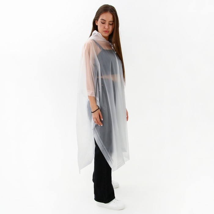 Дождевик взрослый пончо «Кроме, как из себя, и выйти-то некуда», оверсайз, 44-52, 97 х 120 см, цвет белый Дождевик взрослый пончо «Кроме, как из себя, и выйти-то некуда», оверсайз, 44-52, 97 х 120 см, цвет белый