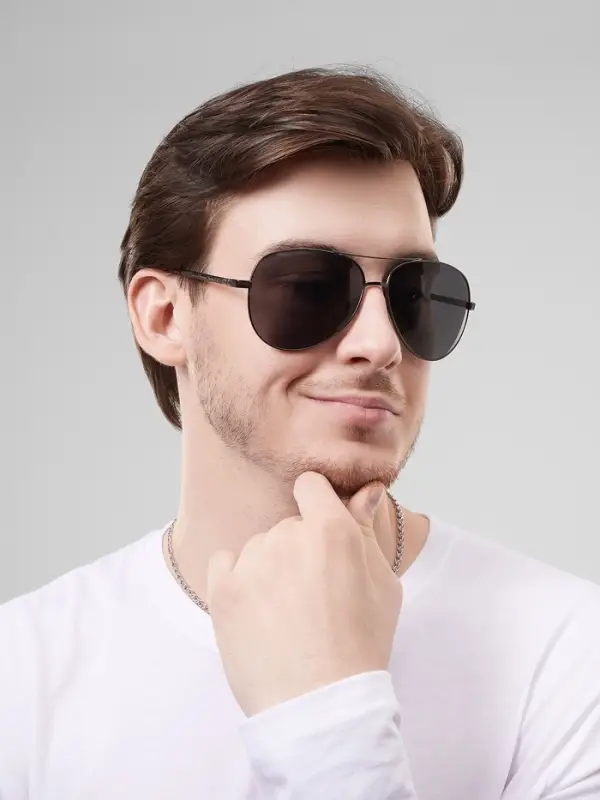 Очки солнцезащитные &laquo;OneSun. Авиаторы&raquo;, UV 400, линза 5.5&times;6.5 см дужка 12 см, ширина 14 см, чёрные