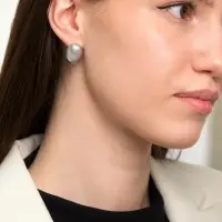 Серьги с жемчугом &laquo;Грейс&raquo;, вытянутый овал, серые в золоте