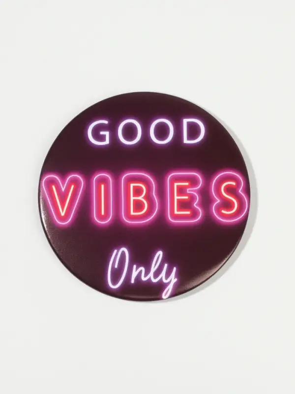 Зеркало карманное Good vibes, d=7 см, PVC - коробка, чёрное