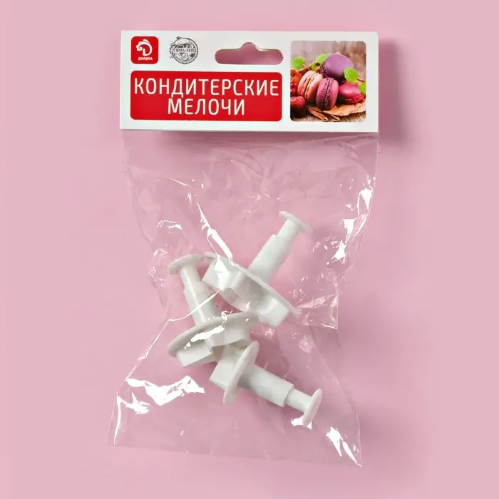 Плунжеры кондитерские Доляна &laquo;Листья&raquo;, набор 3 шт., пластик, белые
