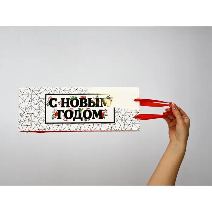 Набор пакетов под бутылку «С Новым годом» Набор пакетов под бутылку «С Новым годом»