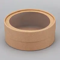 Коробка круглая подарочная, завальцованная с окном, крафт, 15&times;6 см