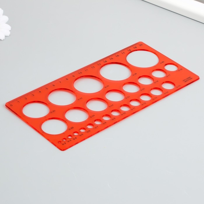 Линейка для квиллинга  Линейка для квиллинга "Круги разных диаметров" пластик МИКС 20х10 см